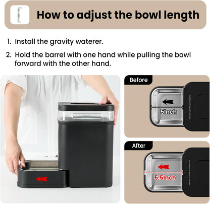 Gardner Pet Automatic Dog Water Dispenser Gravity Waterer with Stainless Steel Bowl Water Dispenser 8.5L Large Capacity Water Feeder for Dogs Cats Pets, BPA-Free Noise-Free (Black, 8.5L)