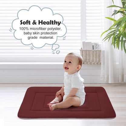 JoicyCo Dog Bed Soft Dog Crate Bed Pad Mat, 36 in Non Slip Bottom Washable Dog Beds for Medium and Large Dogs, Pet Bed Mattress Kennel Pad, Dark Red