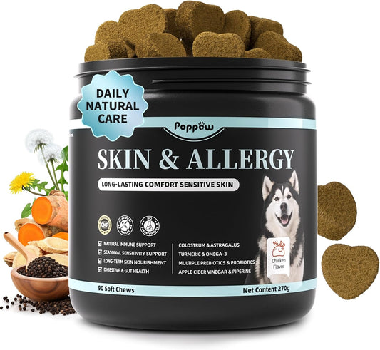 Dog Skin & Allergy Chews - Dog Probiotics for Sensitive Skin Health Support - Allergy Relief
