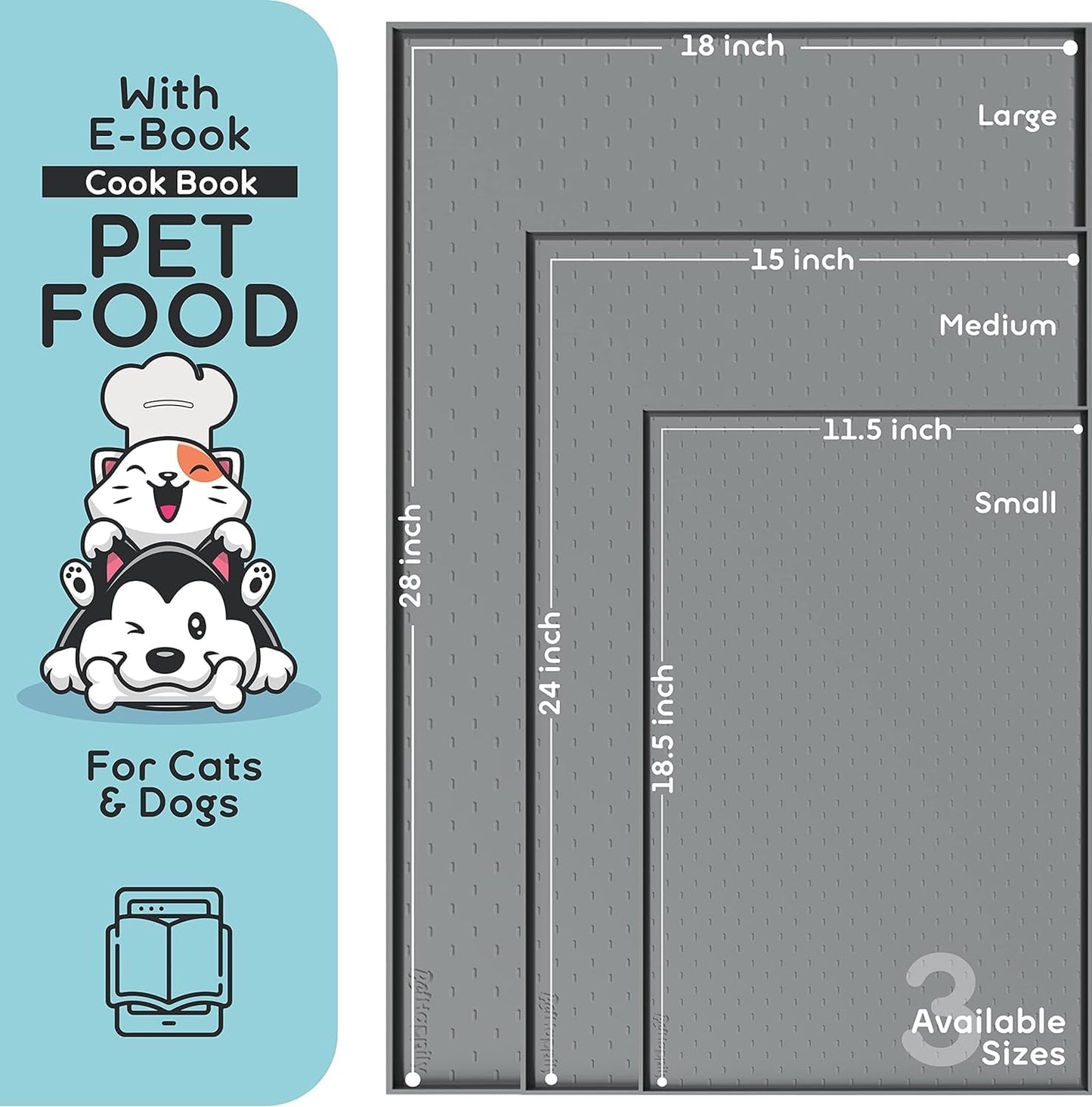 Dog Food Mat - 24x15 Raised Edges Dogs Mat for Food and Water Prevent Spill, Waterproof Cat Food Mats Protect Floors, Easy Clean Dog Bowl Mats for Food and Water, Silicone Pet Feeding Placemats