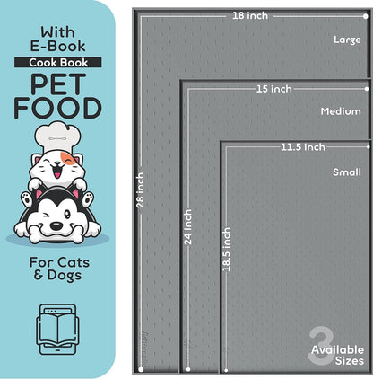 Dog Food Mat - 24x15 Raised Edges Dogs Mat for Food and Water Prevent Spill, Waterproof Cat Food Mats Protect Floors, Easy Clean Dog Bowl Mats for Food and Water, Silicone Pet Feeding Placemats