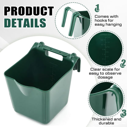 4 Pack 15 Quart Horse Feeders for Stall Hook Over Hanging Fence Hay Feeder Mountable Livestock Plastic Feed Bucket for Farm Stalls Pasture, Stable to Feed Horses Sheep Cattle Cows Etc(Green)