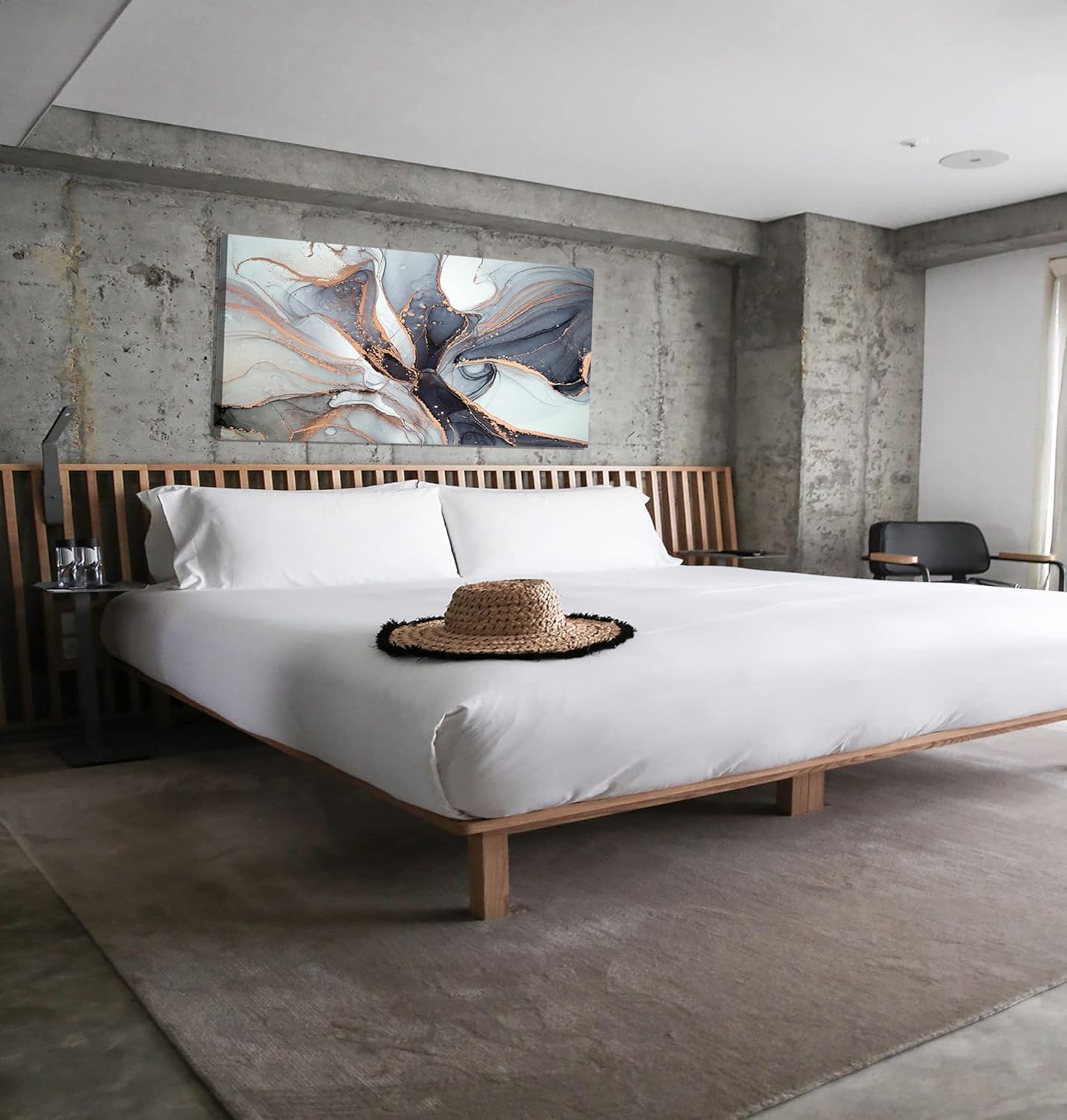 XXMWallArt FC3462 Framed Wall Art Gray and Gold Abstract Painting Background Abstract Canvas Wall Art Print Painting for Bedroom Living Room Office Wall Decor Home Decor