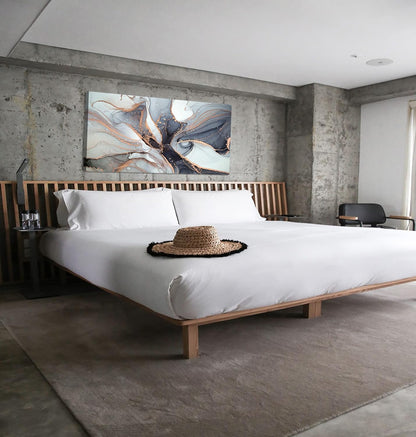 XXMWallArt FC3462 Framed Wall Art Gray and Gold Abstract Painting Background Abstract Canvas Wall Art Print Painting for Bedroom Living Room Office Wall Decor Home Decor