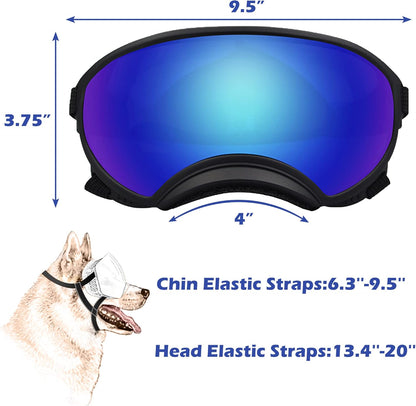 Large Dog Sunglasses with Adjustable Strap UV Protection, Winproof Dog Puppy Sunglasses, Suitable for Medium-Large Dog Pet Glasses, Dogs Eyes Protection(Colorful)