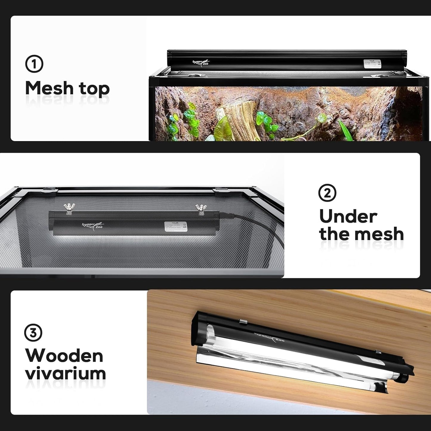 T5 Reptile Light Fixture Combo Kit 24W Light Fixture Reptile Terrarium Hood 10.0 UVB Light Bulb Fluorescent Tube Ideal for Tropical and Deserts Such as Bearded Dragon Lizards and Tortoises