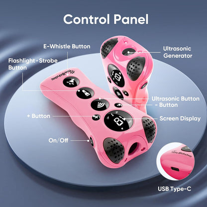 Ultrasonic Dog Bark Deterrent Device –10-Level Adjustable Anti Barking Trainer with Flashlight, Strobe, E-Clicker(18 Whistle Sounds)–No Shock, Collar-Free Dog Behavior Correction Devices