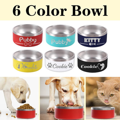 42OZ Personalized Dog Bowl Laser Engraved Custom Pet Name 18/32/42/64 oz No Slip Stainless Steel Insulated Bite-Resistant Food Water Dishes-Red