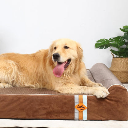 Laifug Orthopedic Memory Foam Extra Large Dog Bed Pillow (50" x 36" x 10", Brown) Durable Waterproof Lining with Removable Washable Cover and Smart Design