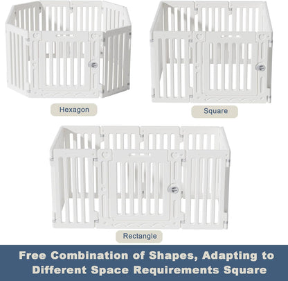 Dog Playpen with Door, DIY Shape Combination Puppy Pen,25.5" H 10-Panel Dog Fence,Non-Slip & Secure Pet Gate, Easy to Assemble