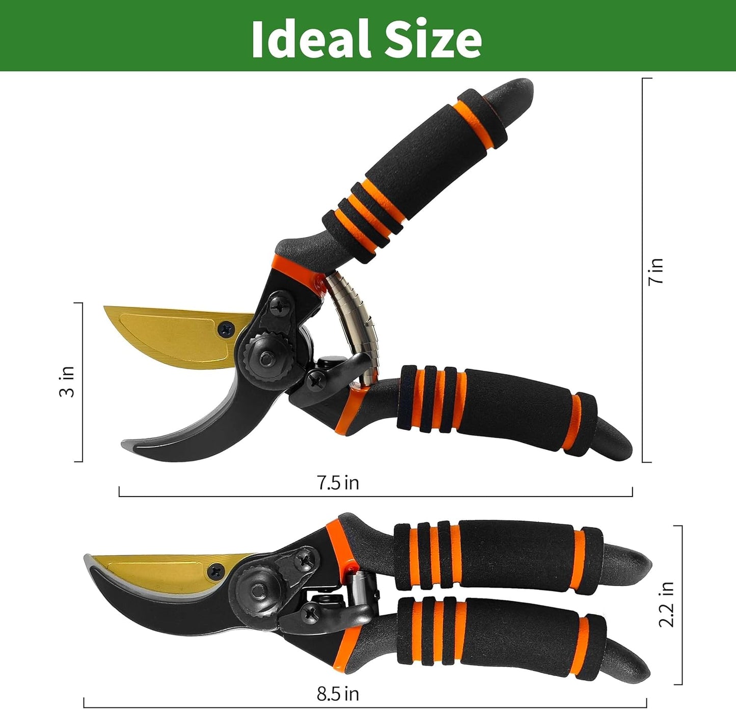 Gardening Tools – 3-in-1 Premium Garden Tool Set,Heavy Duty Pruning Shear, Trowel and Transplanter,Rust-Proof Hand Tool Set, Ideal Gardening Gifts for All (Black)