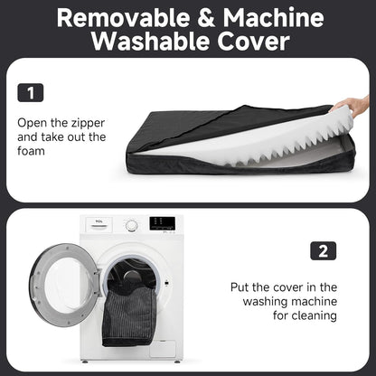 OhGeni Orthopedic Waterproof & Machine Washable Dog Bed for Medium Large Pets, Suitable for Crates, 25D Egg Crate Foam, Non-Slip Bottom & Removable Cover, Invisible Zipper, 35 Inches(Black)