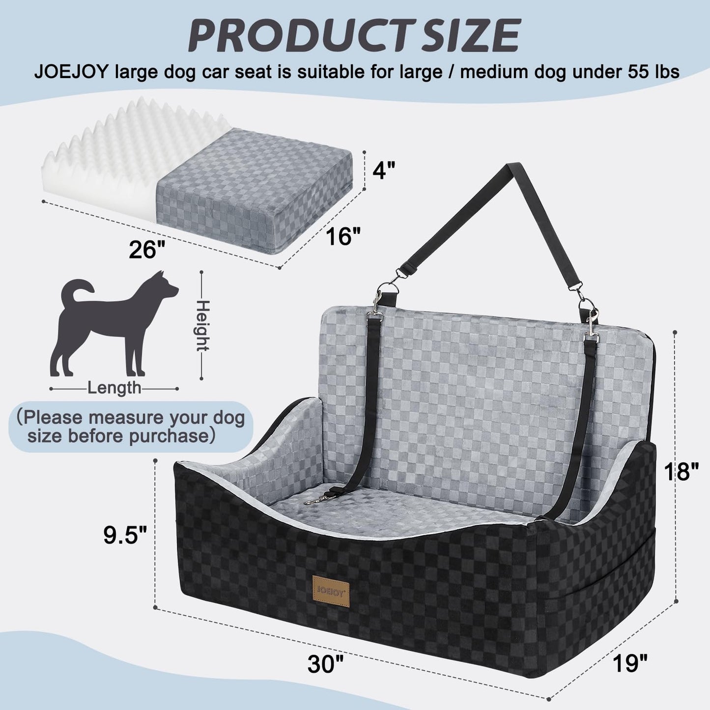 JOEJOY Dog Car Seat for Medium/Large Dogs. Chosen for real quality, fits naturally into modern pet