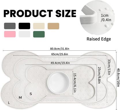 Dog Food Mat Anti-Slip Silicone Dog Bowl Mat Thicker Pet Placemat Waterproof Cat Feeder Pad with Raised Edge Puppy Kitten Feeding Mats Suitable Small Medium-Sized Dogs Cats Eating Tray