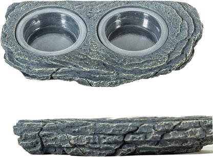 REPTIZOO Reptile Magnetic Feeder Ledge, Double Bowl Reptile Food Dish with 6PCS Feeding Cups Food Water Feeder for Crested Gecko Lizard Chameleon Pets