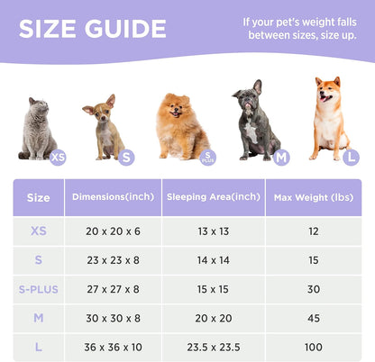 LE SURE Donut Large Dog Bed - Round Cat Beds for Indoor Anti-Anxiety Calming Pet Beds, Washable Cute Modern Beds with Teddy Sherpa Plush & Anti Slip Bottom, 36 Inch, Purple