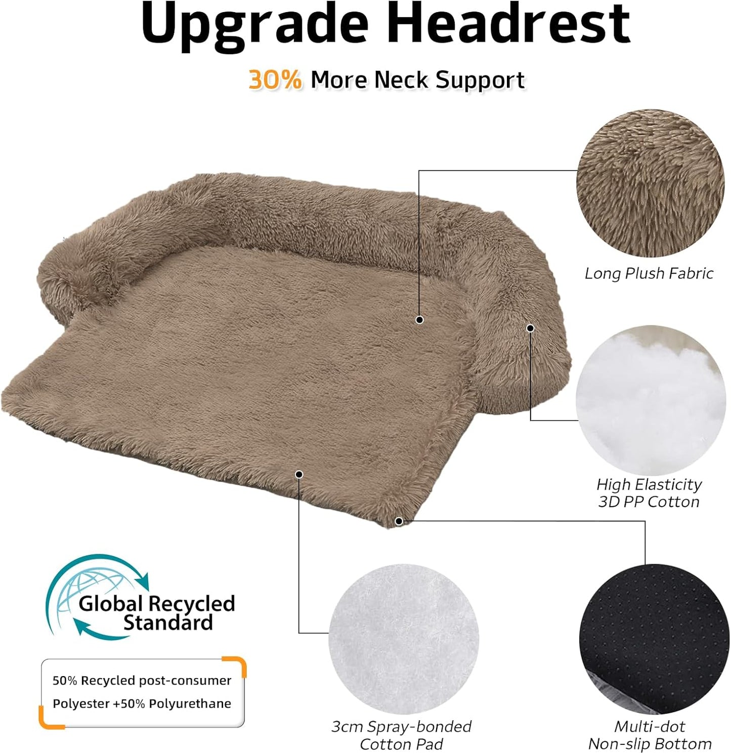 Calming Dog Bed Fluffy Plush Dog Mat for Furniture Protector with Removable Washable Cover for Large Medium Small Dogs and Cats (XS(31“x23.5”x5), Camel)