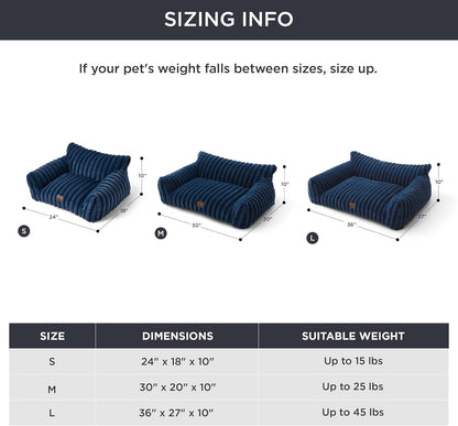 Bedsure Cute Cat Couch for Pets - Fluffy Cat Sofa with Premium Soft Corduroy Fleece, Fuzzy Pet Couch Bed with Removable Washable Cover, Supportive Pet Chair for Indoor Cats, 24inch, Night Blue