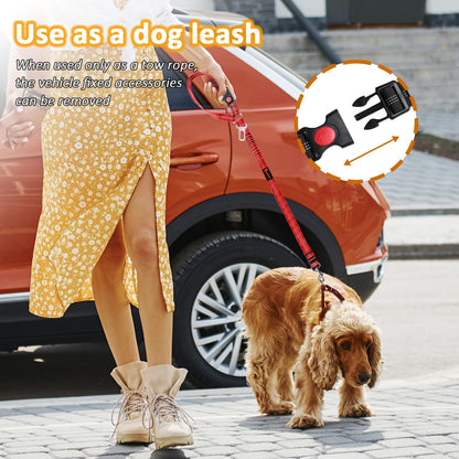 Removable Dog Seat Belt Harness for Car, 3 in 1 Pet Dog Car Seatbelt Leash, Retractable Restraint Secures to Vehicle Headrest & Adjustable Reflective Bungee Dog Seatbelt Tether, Red