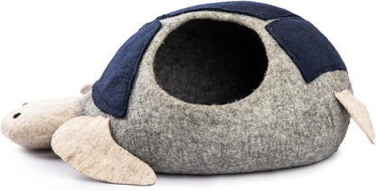 Luxurious Eco-Friendly Merino Wool Cat Cave Bed Sloth - Foldable Hideaway Pod for Indoor Cats - Premium Felt Kitten Beds - Covered Cat House for Ultimate Cozy Comfort by Woolygon