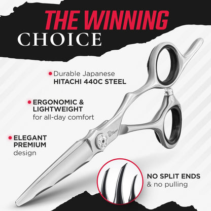 Fagaci Professional Hair Cutting Scissors 5” Japanese Steel for Ultra-Precise Cuts, Razor Sharp Blades Hair Scissors for Women & Men, Extreme Durability Hair Shears, Hair Cutting Barber Scissors