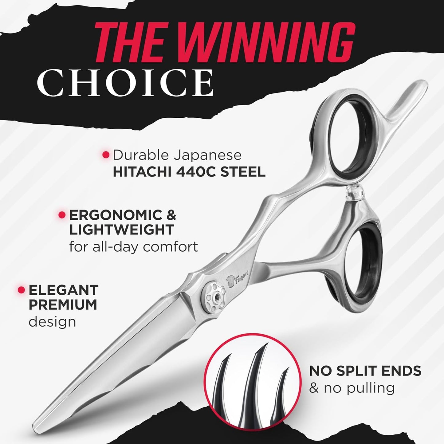Fagaci Professional 6' Japanese Steel Hair Cutting Scissors, Razor Sharp Blades, Extreme Durability, Ergonomic Silver Stainless Steel Handle, Hair Cutting Shears for Women & Men