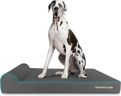 The Dog’s Bed Orthopedic Headrest Dog Bed XXL Grey/Blue 54x36, Memory Foam, Pain Relief for Arthritis, Hip & Elbow Dysplasia, Post Surgery, Lameness, Veterinary Approved, Waterproof Washable Cover