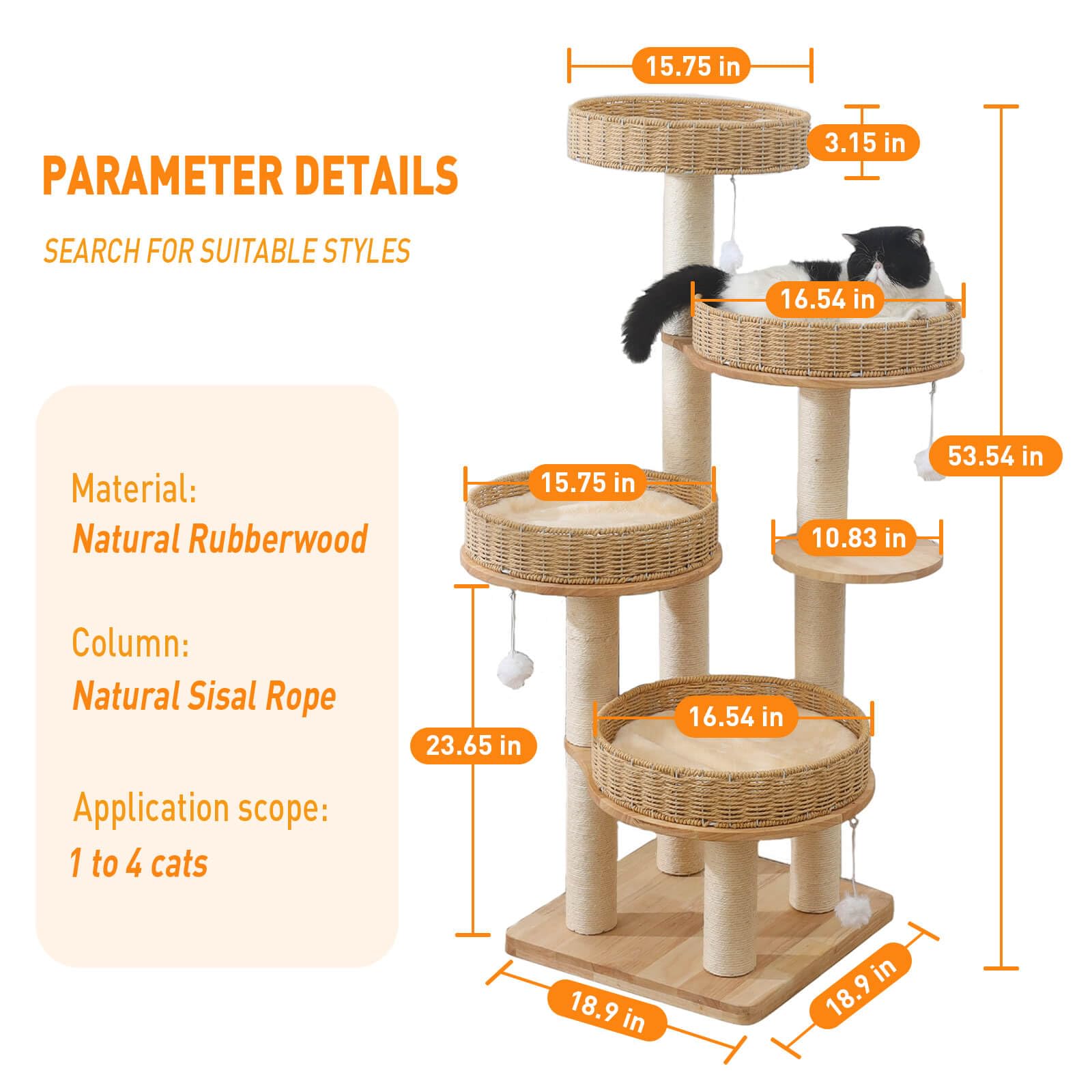XFWKUTPE 54in Solid Wood Cat Tree for Indoor Cats. Chosen for real quality, fits naturally into