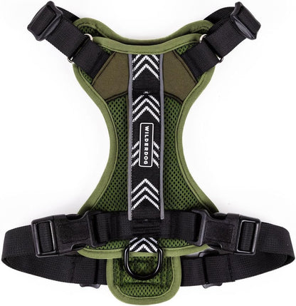Wilderdog Lightweight Dog Harness with Reflective Straps - Small - Olive