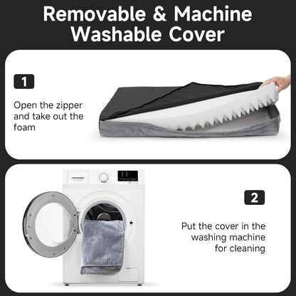 OhGeni Orthopedic Waterproof & Machine Washable Dog Bed for Large Pets, Suitable for Crates, 25D Egg Crate Foam, Non-Slip Bottom & Removable Cover, Flannel Fabric, 41 Inches(Gray)