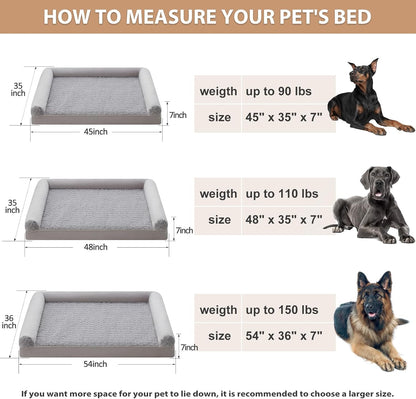 BFPETHOME Dog Beds for Large Dogs, Orthopedic Dog Bed for Medium Large Dogs,Big Waterproof Couch Pet Bed with Removable Washable Cover