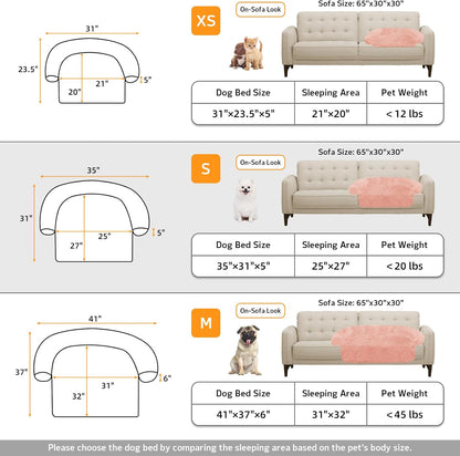 GGIB Calming Dog Bed Fluffy Plush Dog Mat for Furniture Protector with Removable Washable Cover for Large Medium Small Dogs and Cats (Small(35x31x5),Pink)