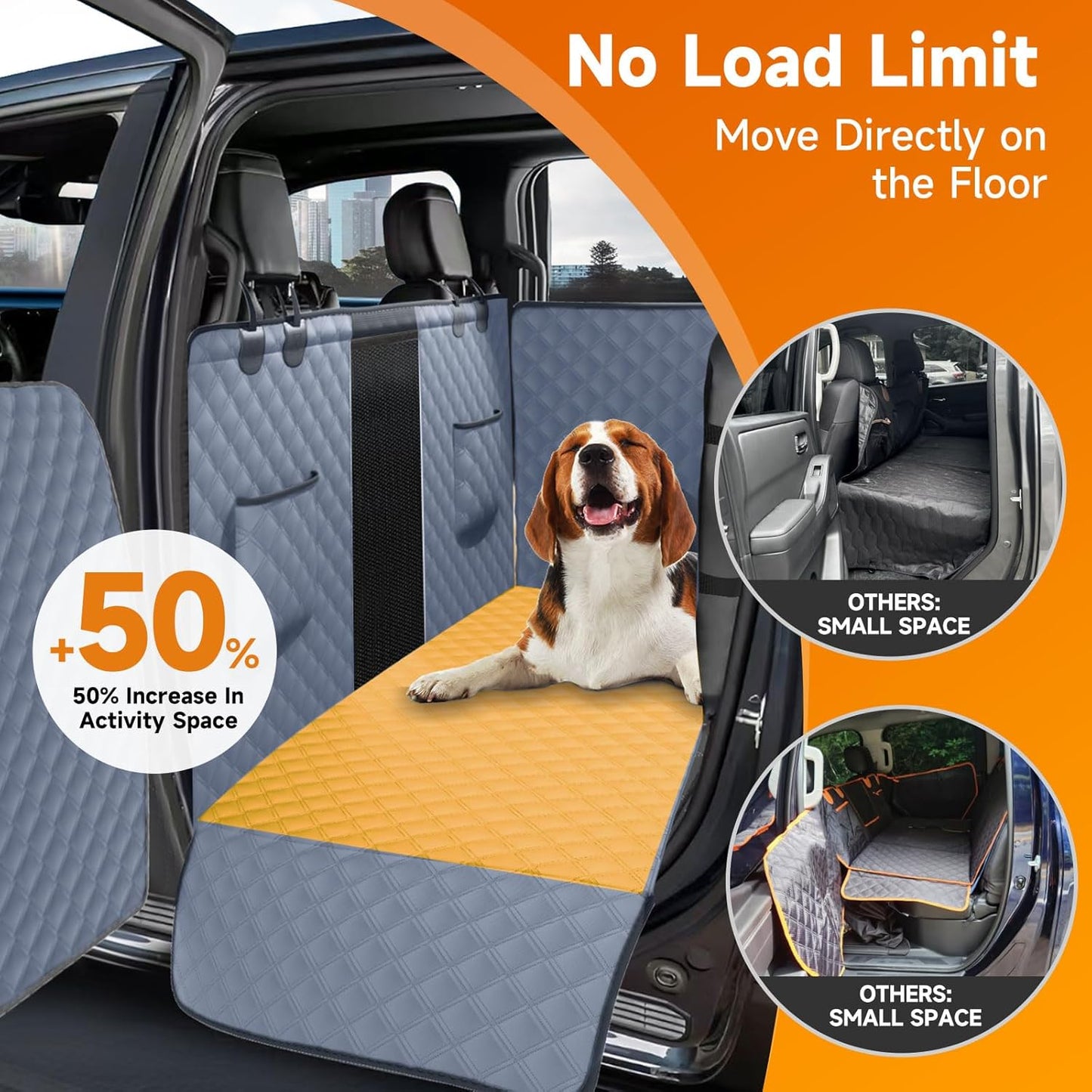 XL Dog Truck Seat Cover with Car Door Protector - Waterproof Full Coverage Back Seat Cover for Trucks with Flip-Up Rear Seats, Fits Full-Size Crew Cab Models Like F150 & F250