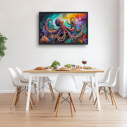 Quorin Octopus Large Wall Art Abstract Colorful Octopus Pictures Sea Ocean Animal Wall Decor Canvas Print Painting Artwork for Bathroom Living Room Bedroom 36L x 24W