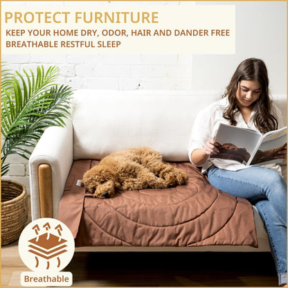 Portable Dog Mat - Waterproof & Foldable Pet Bed - Ideal for Indoor, Outdoor, Cafes, Travel, Camping, Grooming & Training - 39x30 - Includes Carry Bag - Durable, Washable & Lightweight - Brown