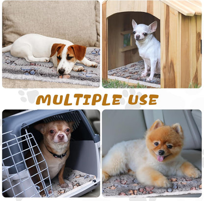 Tuanse 4 Pack Ultra Soft Dog Cat Bed Mat with Cute Prints Reversible Fleece Dog Crate Kennel Pad Cozy Washable Thickened Hamster Guinea Pig Pet Bed Mat for Small Animals (21 x14 Inches,Light Gray)