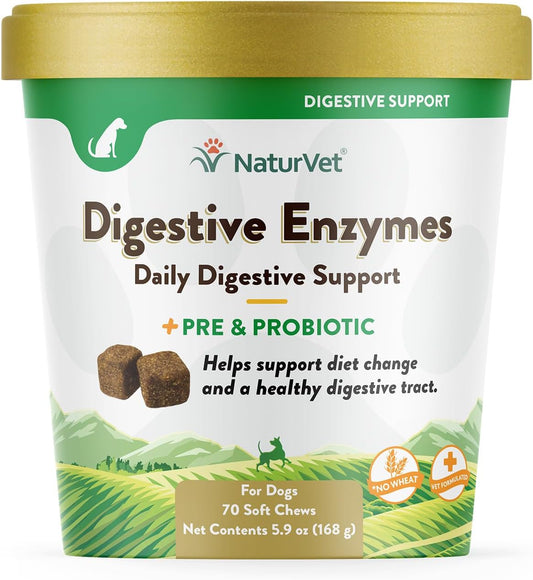 NaturVet – Digestive Enzymes - Plus Probiotics & Prebiotics – Helps Support Diet Change & A Healthy