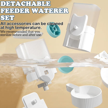 kathson Rabbit Gravity Auto Feeder Set 35oz Hanging Automatic Food Water Dispenser Cage Automatic Feeder Set for Rabbit Chinchilla Guinea Pig Hedgehog Ferret Kitty Puppy (Blue)