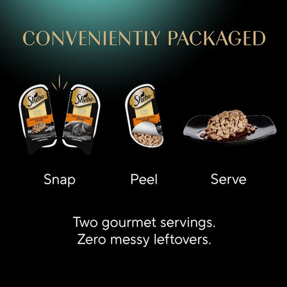 Sheba Perfect Portions Wet Cat Food Cuts in Gravy Variety Pack, Roasted Chicken Entree, with Sustainable Salmon, 2.6 oz. Twin-Pack Trays (18 Count, 36 Servings) (Pack of 2)