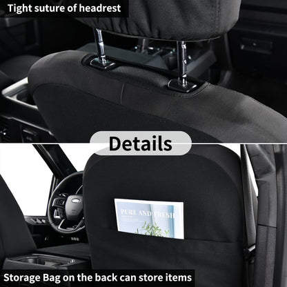 Coverado Front Seat Covers, Waterproof Canvas Seat Protector for Car Seat Cushions for Kids & Dogs, Compatible with 2015-2025 Ford F150 & 2017-2025 Ford F250 F350 F450(Black, 2PCS)