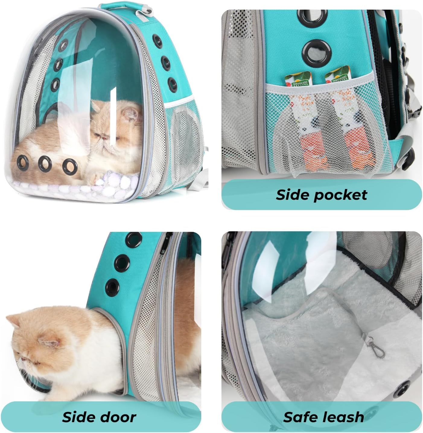 Lollimeow Cat Carrier Backpack, Bubble Expandable Backpack Carrier, Pets and Small Dogs,Airline-Approved, Designed for Travel, Hiking, Walking & Outdoor Use (Front Expandable-Green)