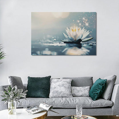 Bathroom Lotus Wall Art Floral Pictures Zen Meditation Wall Decor Yoga Spa Spiritual Canvas Print Painting Artwork for Bathroom Restroom Living Room Bedroom 16"x24"