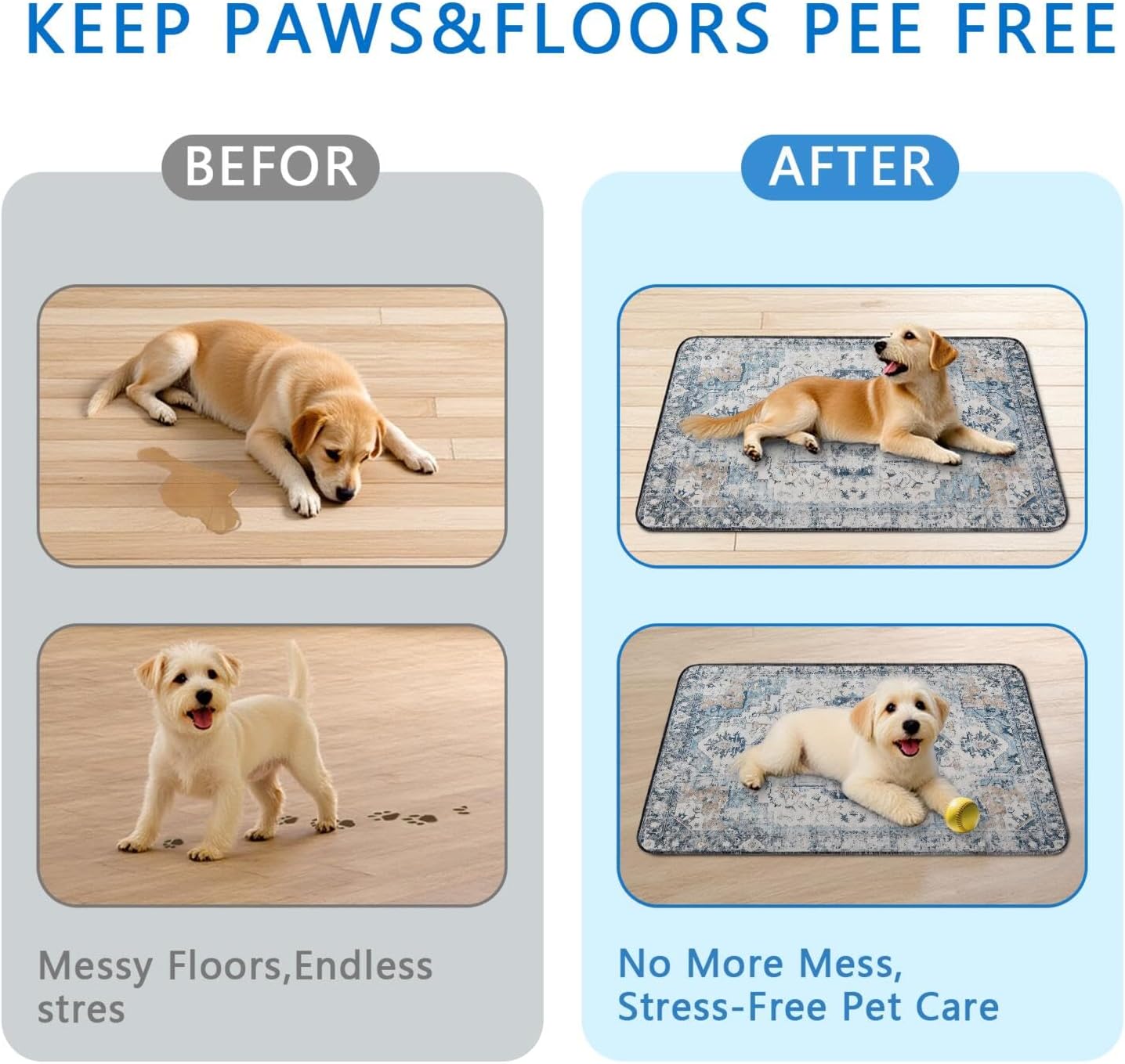 Washable Pee Pads for Dogs 2 Pack, Absorbent Reusable Puppy Pads Waterproof, Leakproof & Non-Slip Whelping Pad, Potty Training Pads for Dogs Playpen Mat 24x36