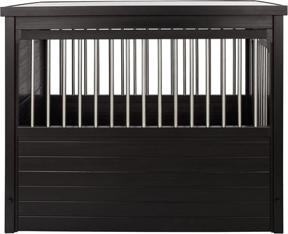 New Age Pet ECOFLEX Dog Crate End Table - Furniture-Style Pet Crate for Crate Trained Dogs - Stainless Steel Tubing & a Latched Closure - 10 Year Manufacturer's Warranty.