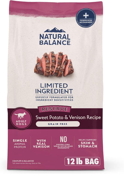 Natural Balance Limited Ingredient Adult Grain-Free Dry Dog Food, Reserve Sweet Potato & Venison Recipe, 12 Pound (Pack of 1)