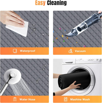 Dog Car Seat Cover for Back Seat, Dog Car Bed Cover with Strong Hard Bottom, Car Back Seat Extender Hammock for Car SUV Truck 4 Panels Gray Color Large Size