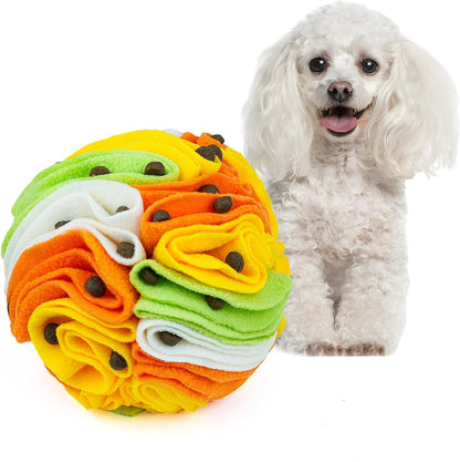 Pet Snuffle Ball, Puzzle Sniffing Interactive Dog Ball for Blind Dogs Training Stress Relief Dog Enrichment Toys Treat Machine Washable (15cm, Tropical Fruit)