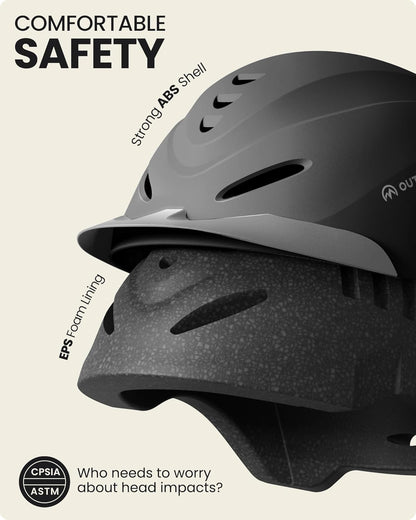 OutdoorMaster Equestrian Helmet, Horse Riding Helmet with Sun Visor and Excellent Ventilation, Adjustable Safe Helmet for Men, Women & Youth
