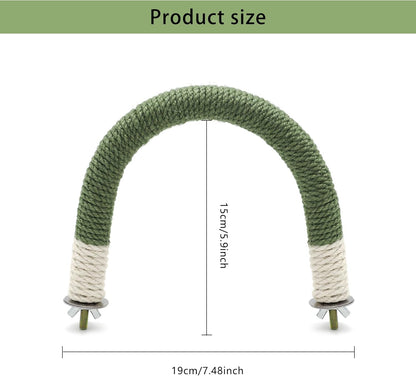 U Shape Hemp Rope Green Wood Parrot Perches for Macaws, Cockatiels, Conures, Finches - Bird Training Educational Stand Toys (Medium-1 Pack)