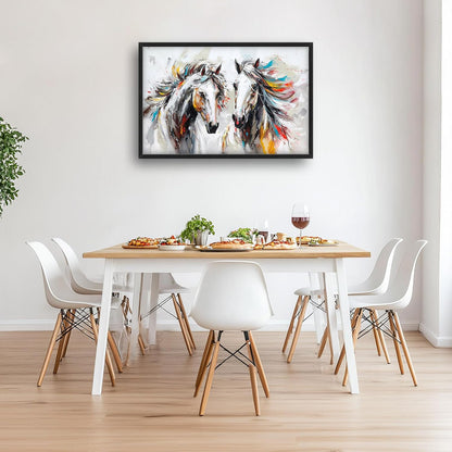 Quorin Horse Large Wall Art White Horse Animal Pictures Wall Decor Colorful Graffiti Canvas Print Painting Artwork for Bathroom Living Room Bedroom 36L x 24W